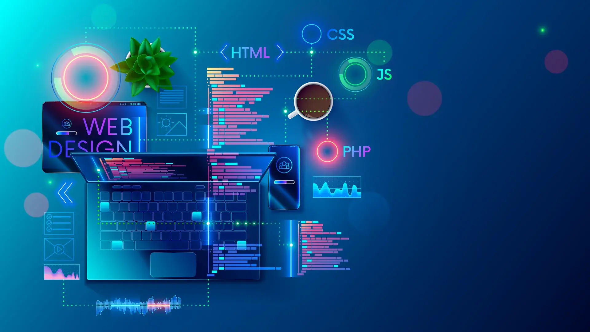 coding and programming of a responsive website or app