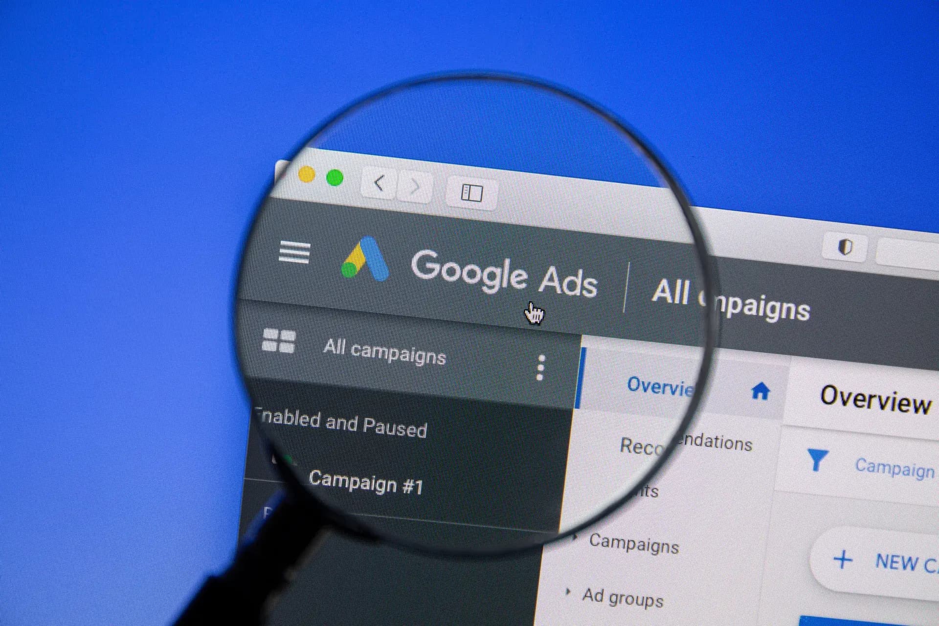 Google Ads website on a computer screen