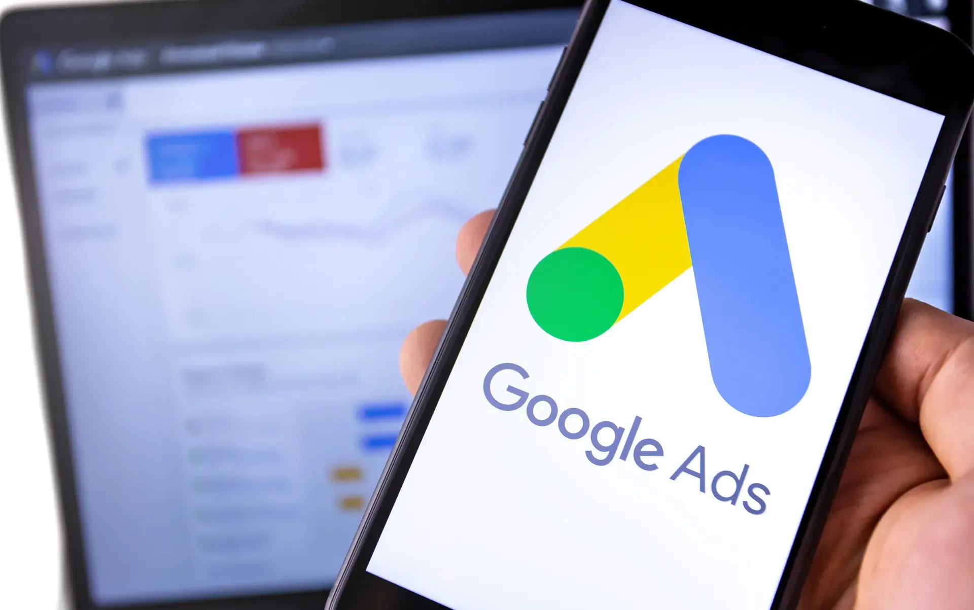 Smartphone with Google Ads on the screen
