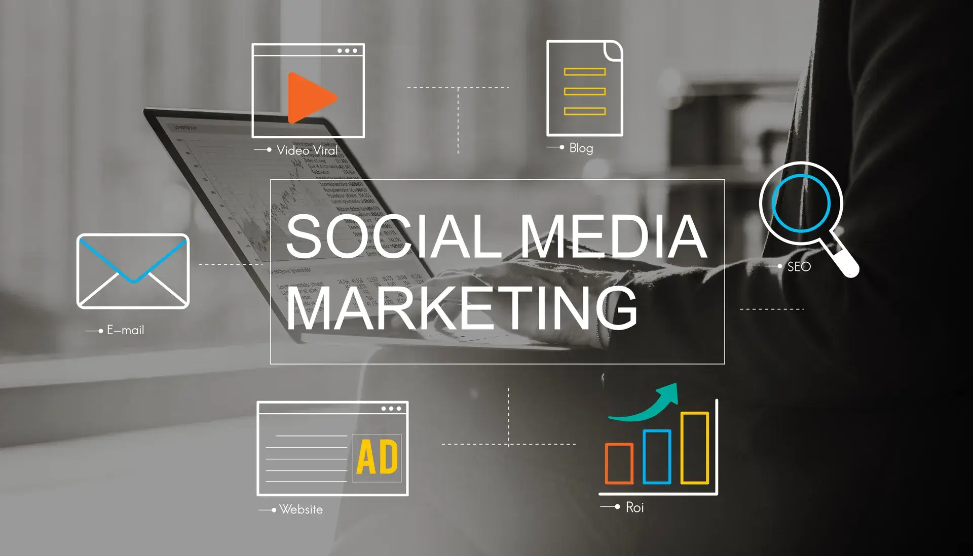 Social Media Advertisement Connection Concept